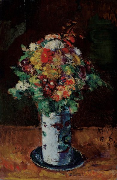 Blumenstraus In Walzenkrug Auf Teller by Anton Faistauer - Hand-Painted Oil Painting Reproduction