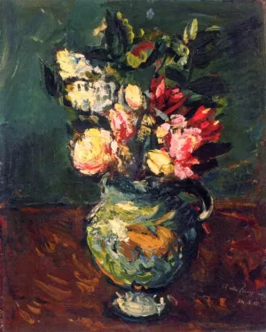 Bouquet in a Hekel Vase by Anton Faistauer - Oil Painting Reproduction