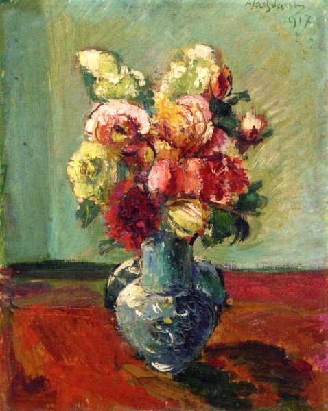 Bouquet in a Vase by Anton Faistauer - Hand-Painted Oil Painting Reproduction