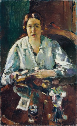 Dame In Weiser Bluse by Anton Faistauer Oil Painting
