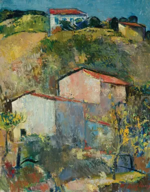 Hauser Am Hang  by Anton Faistauer Oil Painting