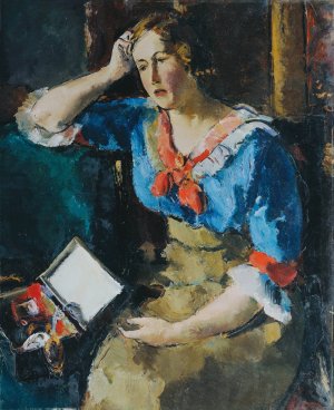 Sitzende Dame In Blauer Bluse by Anton Faistauer Oil Painting