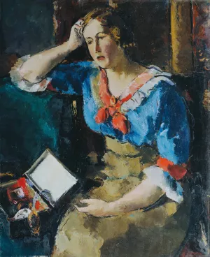 Sitzende Dame In Blauer Bluse by Anton Faistauer Oil Painting