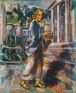 Tempelgang Mariens Oil painting by Anton Faistauer