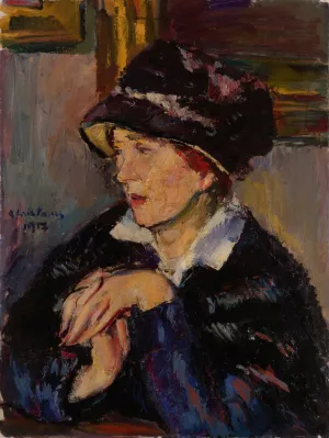 Woman with a Dark Hat by Anton Faistauer Oil Painting