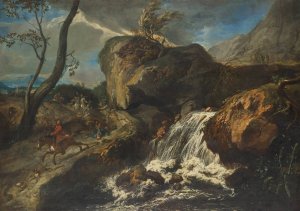 Landschaft mit uberfall by Anton Faistenberger Oil Painting
