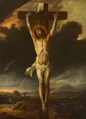 Christ on the Cross by Anton Goubau Oil Painting