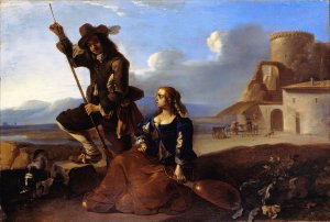 Landscape with Figures by Anton Goubau Oil Painting