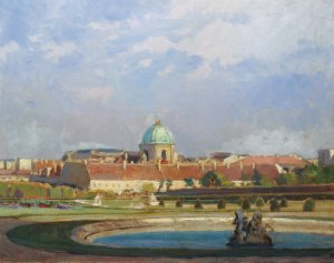 Blick auf die Salesianerkirche by Anton Hans Karlinsky Oil Painting