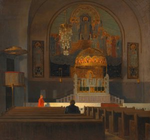 Inneres der Kirche am Steinhof by Anton Hans Karlinsky Oil Painting