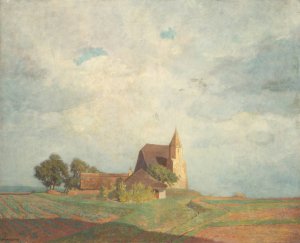 Kirche in Holzern bei Sausenstein by Anton Hans Karlinsky Oil Painting