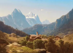 A Scene in the Bernese Highlands, Wetterhorn by Anton Hansch Oil Painting