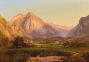 Alpine Landscape by Anton Hansch Oil Painting
