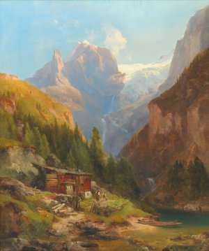 Blick Auf Den Goldeck Kees by Anton Hansch Oil Painting