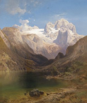 Blick Vom Gosausee Auf Den Dachstein by Anton Hansch Oil Painting