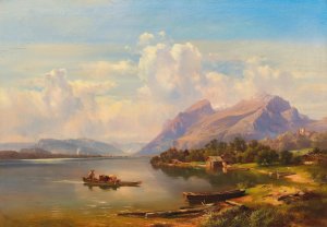 Der Millstatter See In Karnten by Anton Hansch Oil Painting