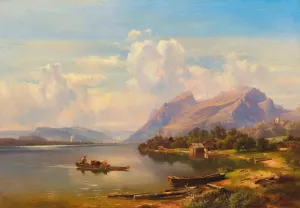 Der Millstatter See In Karnten by Anton Hansch Oil Painting