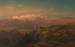 Der Schlern von Oberbozen aus by Anton Hansch Oil Painting