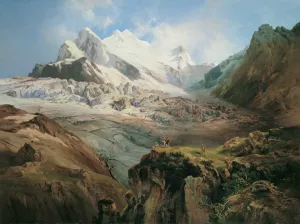 Der Stubaiferner in Tirol by Anton Hansch Oil Painting