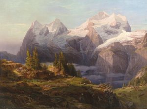 Eiger Monch Jungfrau by Anton Hansch Oil Painting