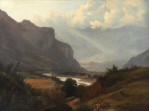 Golling Bei Salzburg by Anton Hansch Oil Painting