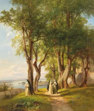 In The Nunnery Garden by Anton Hansch Oil Painting