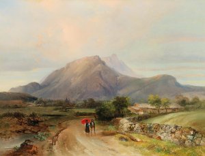 Landscape With Walkers by Anton Hansch Oil Painting