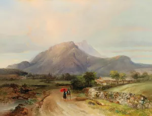 Landscape With Walkers by Anton Hansch Oil Painting