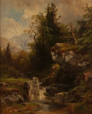 Landschaft im Salzkammergut by Anton Hansch Oil Painting