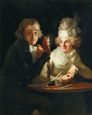 Verlobung bei Kerzenlicht by Anton Hickel Oil Painting