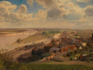 Ansicht der Stadt Wien und der regulierten Donau von Nussdorf aus by Anton Hlavacek Oil Painting
