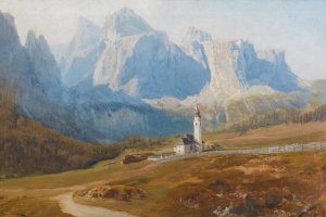 Blick Auf Kolfuschg Mit Der Geislergruppe by Anton Hlavacek Oil Painting