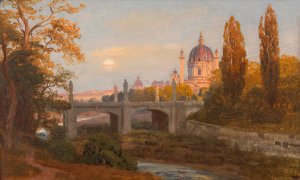 Blick vom Wienfluss gegen Elisabethbrucke und Karlskirche by Anton Hlavacek Oil Painting