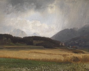 Regenstimmung uber Igls by Anton Hlavacek Oil Painting