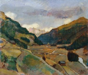 Das Defereggental In Osttirol by Anton Hula Oil Painting
