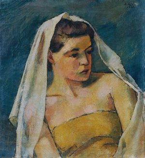 Junge Frau Mit Schleier by Anton Hula Oil Painting