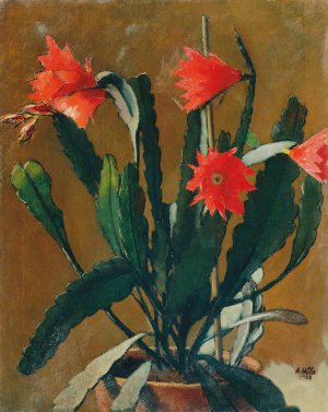 Stillleben Mit Bluhendem Kaktus by Anton Hula Oil Painting