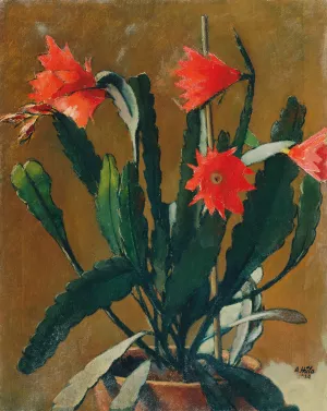 Stillleben Mit Bluhendem Kaktus by Anton Hula Oil Painting