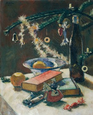 Stillleben Unter Dem Christbaum by Anton Hula Oil Painting