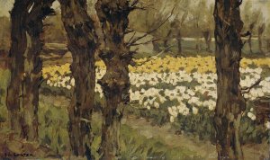 Tulip Fields by Anton L. Koster Oil Painting