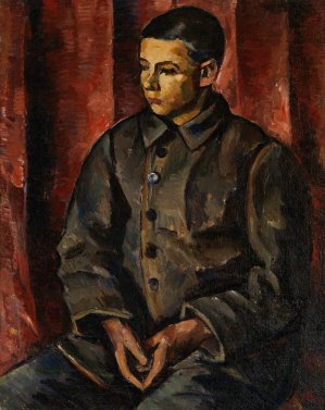Seated boy by Anton Lindforss Oil Painting