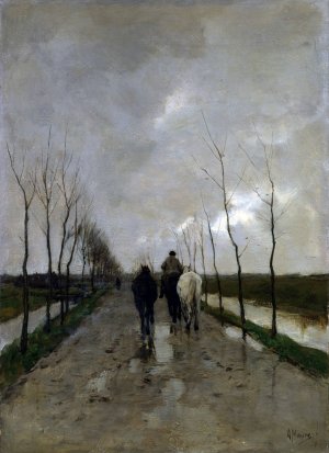 A Dutch Road by Anton Mauve Oil Painting
