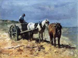 A Team and Pull-Cart by Anton Mauve - Oil Painting Reproduction