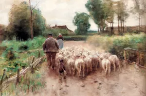 Bringing Home The Flock by Anton Mauve Oil Painting
