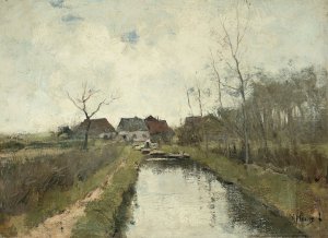 Huisje aan een sloot Oil painting by Anton Mauve