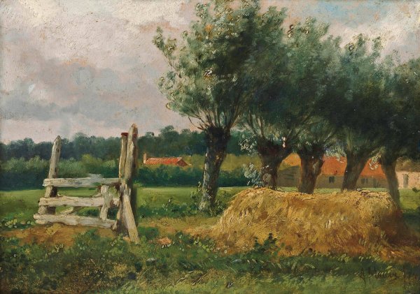 Main Product Photo of Landscape with willow trees  Painting by Anton Mauve