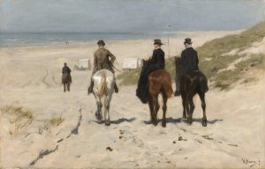 Morning Ride along the Beach by Anton Mauve Oil Painting