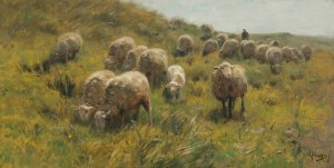 On The Dunes by Anton Mauve Oil Painting