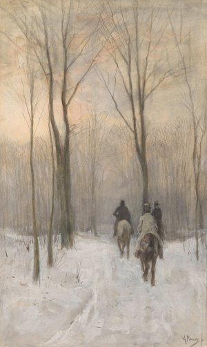Riders in the Snow in the Haagse Bos by Anton Mauve Oil Painting