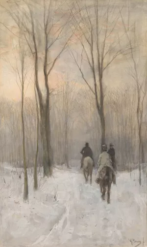 Riders in the Snow in the Haagse Bos by Anton Mauve Oil Painting